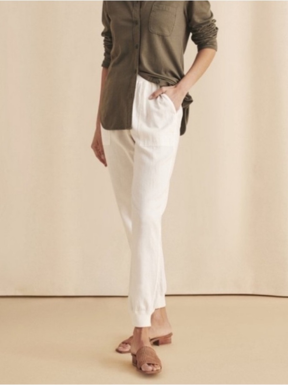 BOGO! Faherty Arlie Day Pant Jogger Ivory White Size Large